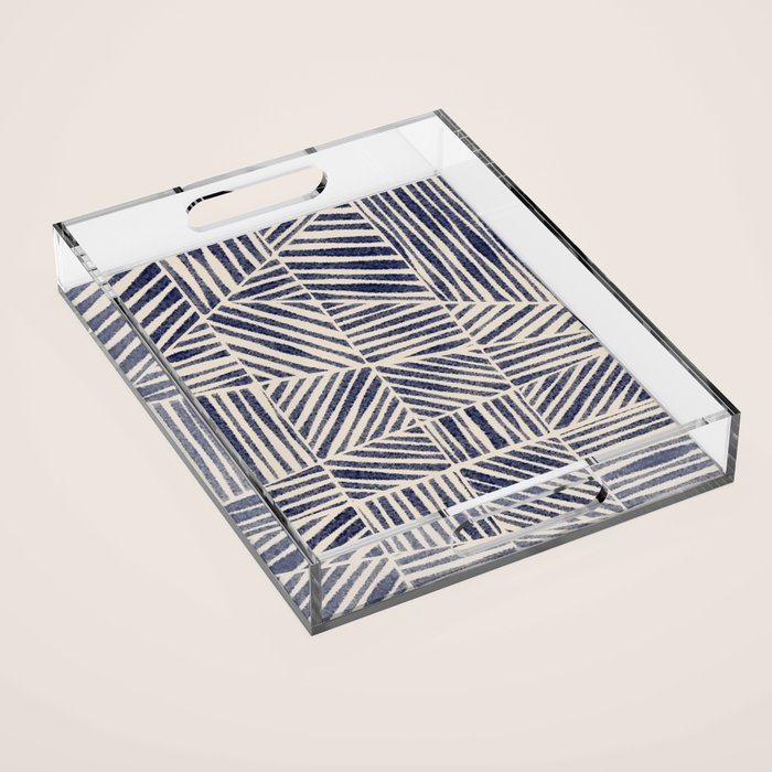 Navy Blue Striped Pattern #1 Acrylic Tray Gallery Image 1