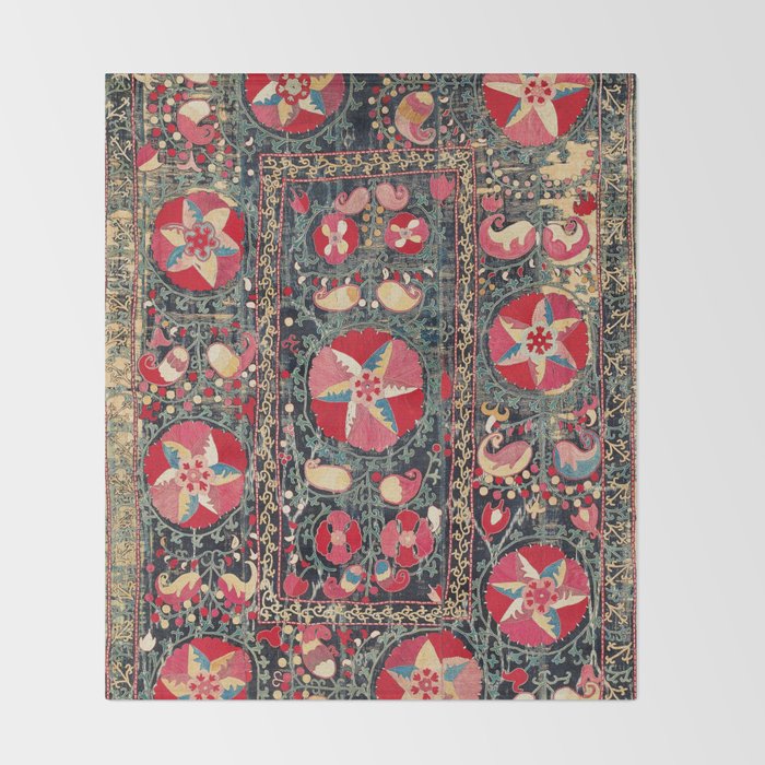 Lakai Suzani Shakhrisyabz Uzbekistan Embroidery Print Throw Blanket Gallery Image 2