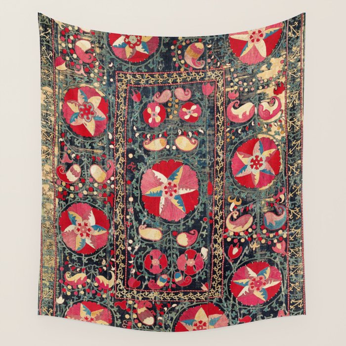 Lakai Suzani Shakhrisyabz Uzbekistan Embroidery Print Wall Tapestry Gallery Image 1