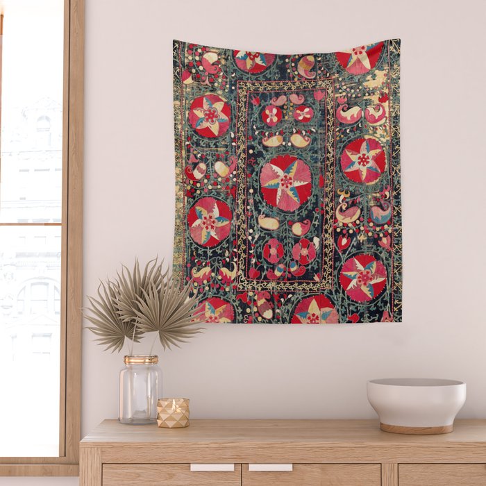 Lakai Suzani Shakhrisyabz Uzbekistan Embroidery Print Wall Tapestry Gallery Image 2