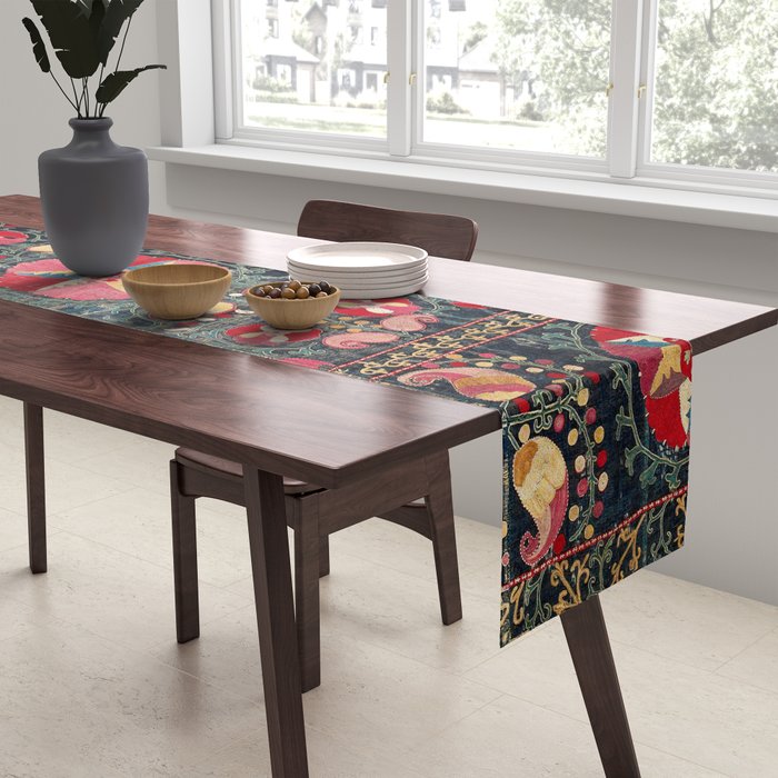 Lakai Suzani Shakhrisyabz Uzbekistan Embroidery Print Table Runner Gallery Image 2