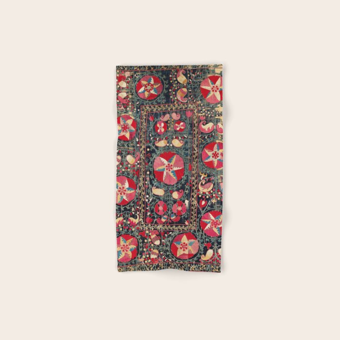 Lakai Suzani Shakhrisyabz Uzbekistan Embroidery Print Bath Towel Gallery Image 1