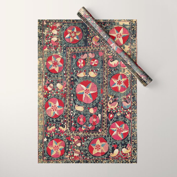 Lakai Suzani Shakhrisyabz Uzbekistan Embroidery Print Wrapping Paper Gallery Image 1