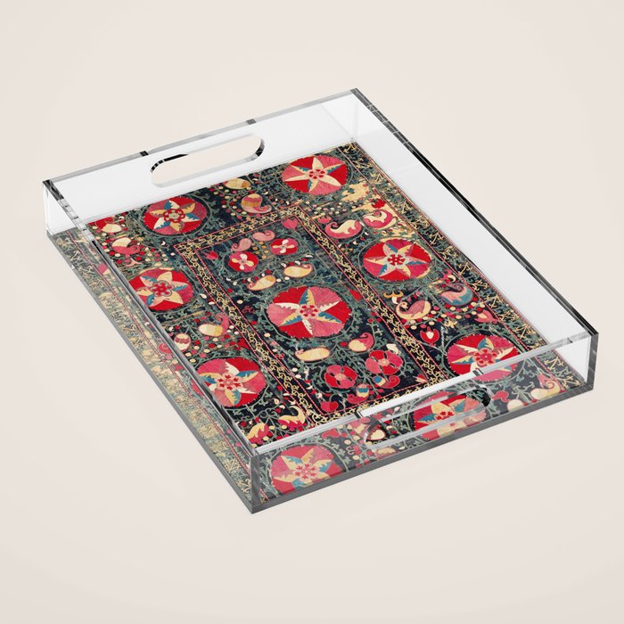 Lakai Suzani Shakhrisyabz Uzbekistan Embroidery Print Acrylic Tray Gallery Image 1
