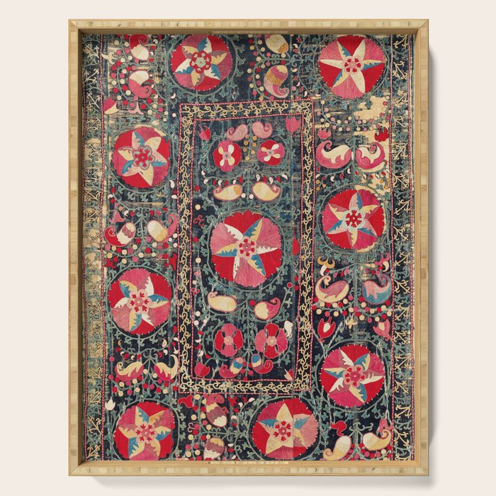 Lakai Suzani Shakhrisyabz Uzbekistan Embroidery Print Serving Tray Gallery Image 1