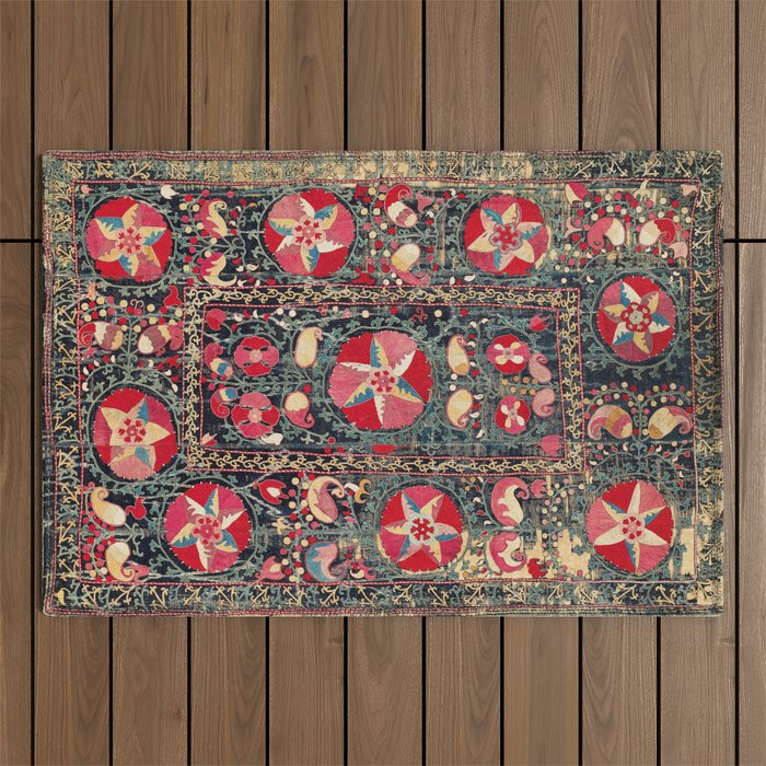 Lakai Suzani Shakhrisyabz Uzbekistan Embroidery Print Outdoor Rug Gallery Image 1