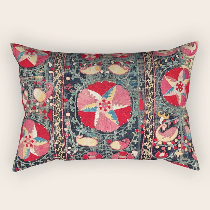 Lakai Suzani Shakhrisyabz Uzbekistan Embroidery Print Rectangular Pillow Gallery Image 1