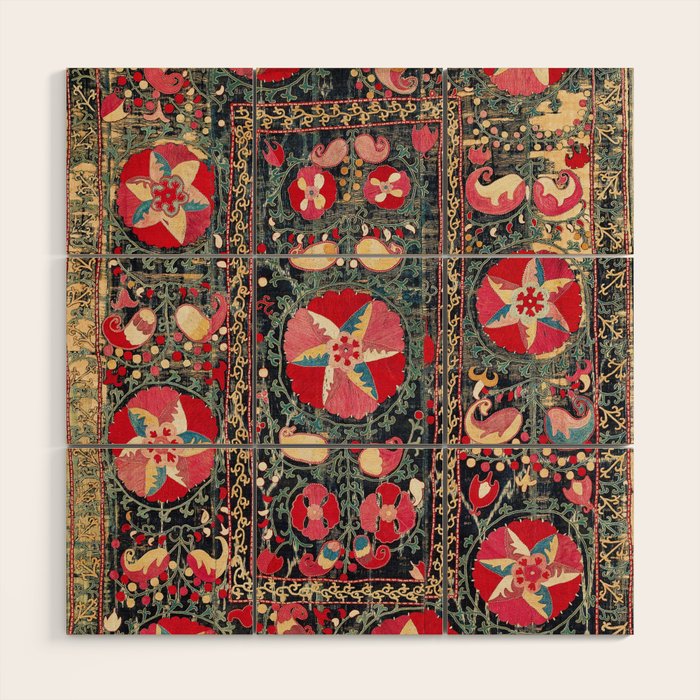 Lakai Suzani Shakhrisyabz Uzbekistan Embroidery Print Wood Wall Art Gallery Image 1