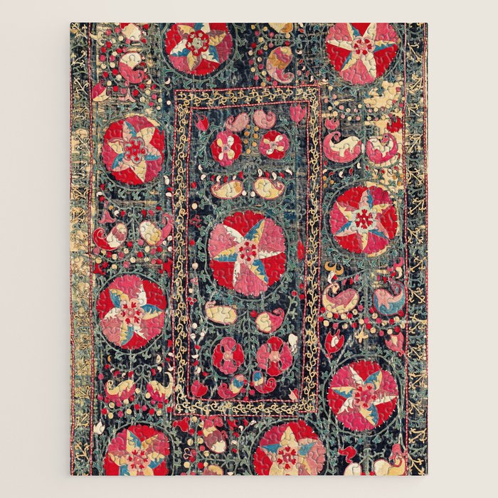 Lakai Suzani Shakhrisyabz Uzbekistan Embroidery Print Jigsaw Puzzle Gallery Image 1