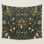 William Morris Style Forest Tales Cabincore Pattern Green Wall Tapestry Gallery Image 4