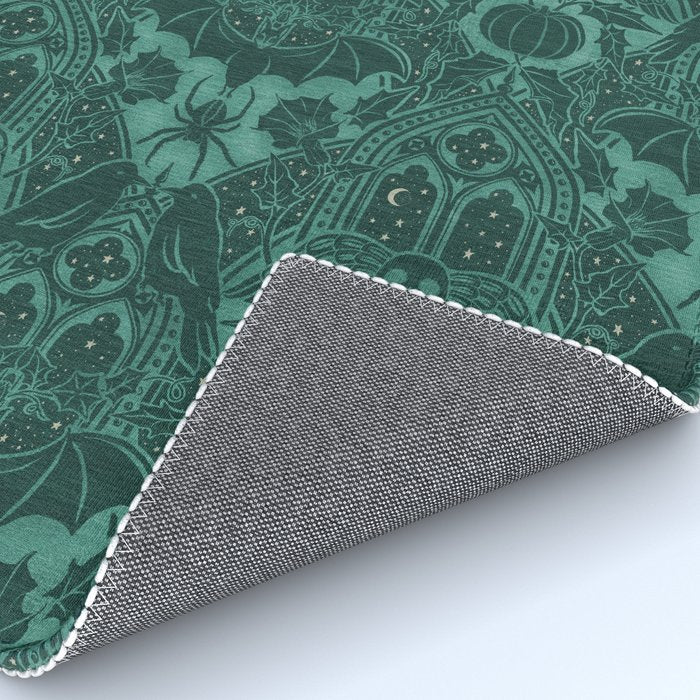 Gothic Halloween Damask - terrifying teal Rug Gallery Image 4