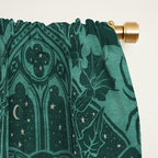 Gothic Halloween Damask - terrifying teal Window Curtain Gallery Image 2