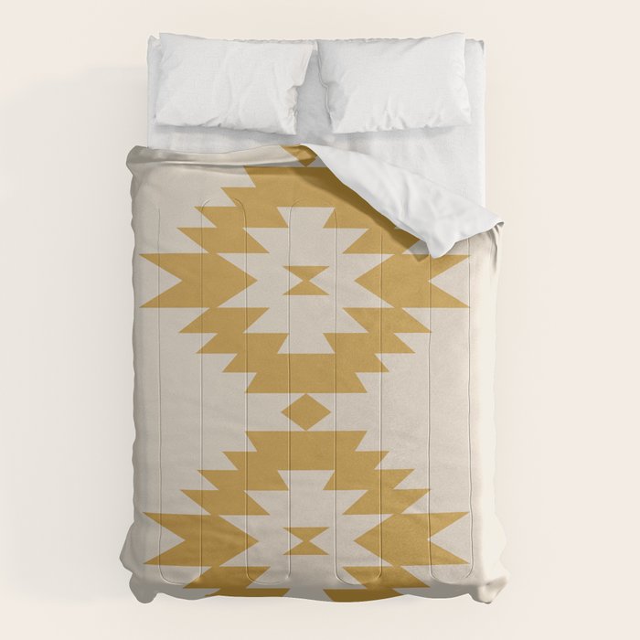 Southwestern Minimalism - Golden Yellow Neutral Beige Comforter Gallery Image 1