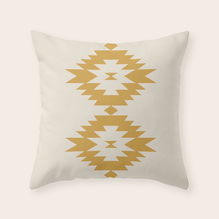 Southwestern Minimalism - Golden Yellow Neutral Beige Throw Pillow Gallery Image 6