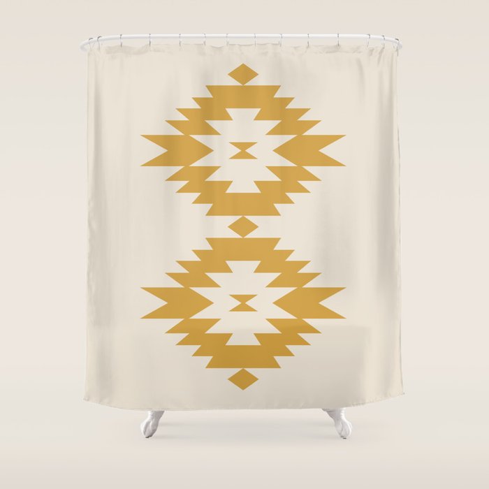Southwestern Minimalism - Golden Yellow Neutral Beige Shower Curtain Gallery Image 1
