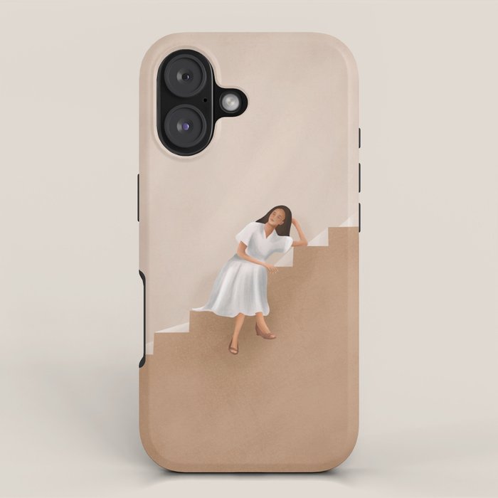 Girl Thinking on a Stairway iPhone Case Gallery Image 1