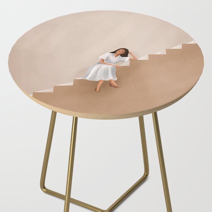 Girl Thinking on a Stairway Side Table Gallery Image 2