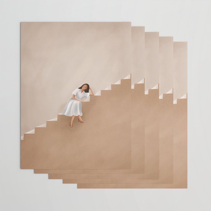 Girl Thinking on a Stairway Wrapping Paper Gallery Image 3