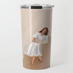 Girl Thinking on a Stairway Travel Mug Gallery Image 1