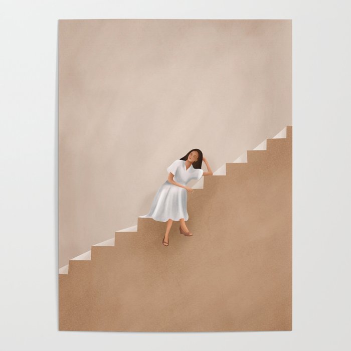 Girl Thinking on a Stairway Poster Gallery Image 4