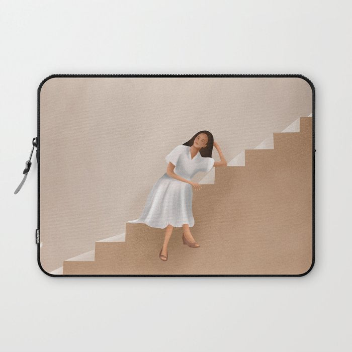 Girl Thinking on a Stairway Laptop Sleeve Gallery Image 1