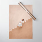 Girl Thinking on a Stairway Wrapping Paper Gallery Image 1
