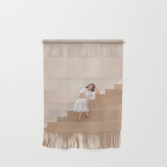 Girl Thinking on a Stairway Wall Hanging Gallery Image 1
