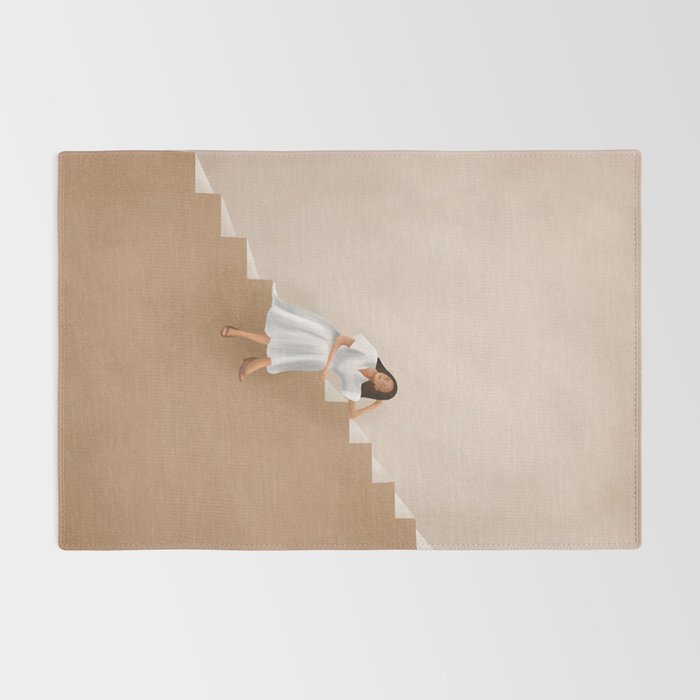 Girl Thinking on a Stairway Rug Gallery Image 2