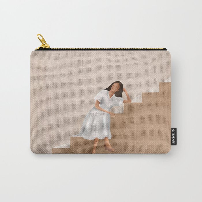 Girl Thinking on a Stairway Carry All Pouch Gallery Image 1