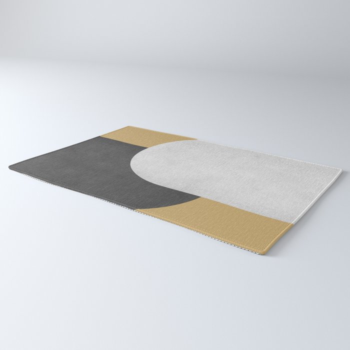 Halfmoon Colorblock - Black White on Gold Rug Gallery Image 3