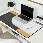 Halfmoon Colorblock - Black White on Gold Desk Mat Gallery Image 2