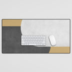 Halfmoon Colorblock - Black White on Gold Desk Mat Gallery Image 1