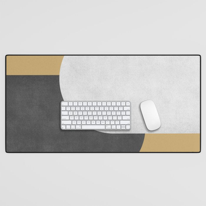 Halfmoon Colorblock - Black White on Gold Desk Mat Gallery Image 1