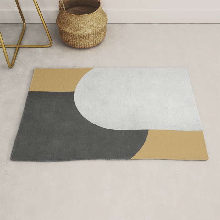 Halfmoon Colorblock - Black White on Gold Rug Gallery Image 1