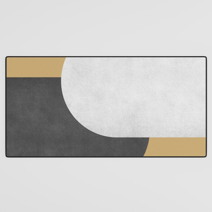 Halfmoon Colorblock - Black White on Gold Desk Mat Gallery Image 3