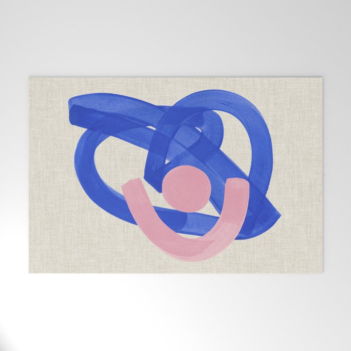 Pink And Blue Round Orbit Welcome Mat Gallery Image 1