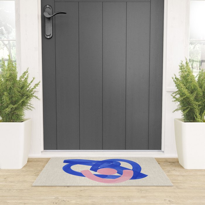 Pink And Blue Round Orbit Welcome Mat Gallery Image 3