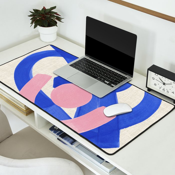 Pink And Blue Round Orbit Desk Mat Gallery Image 2