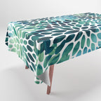 Floral Watercolor, Navy, Blue Teal, Abstract Watercolor Tablecloth Gallery Image 1