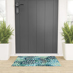Floral Watercolor, Navy, Blue Teal, Abstract Watercolor Welcome Mat Gallery Image 3