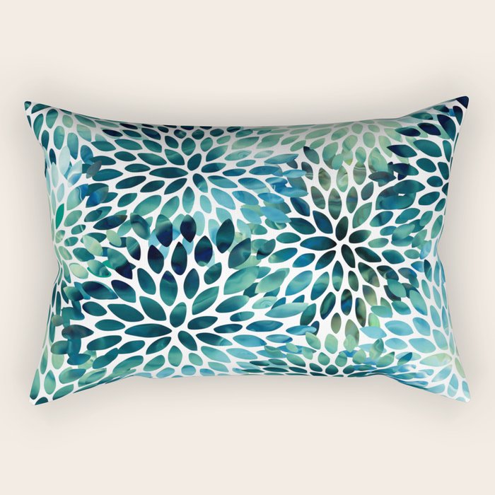 Floral Watercolor, Navy, Blue Teal, Abstract Watercolor Rectangular Pillow Gallery Image 2