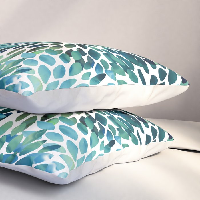 Floral Watercolor, Navy, Blue Teal, Abstract Watercolor Pillow Sham Gallery Image 3