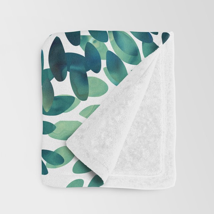 Floral Watercolor, Navy, Blue Teal, Abstract Watercolor Throw Blanket Gallery Image 3