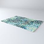 Floral Watercolor, Navy, Blue Teal, Abstract Watercolor Rug Gallery Image 3