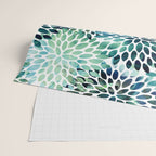Floral Watercolor, Navy, Blue Teal, Abstract Watercolor Wrapping Paper Gallery Image 2