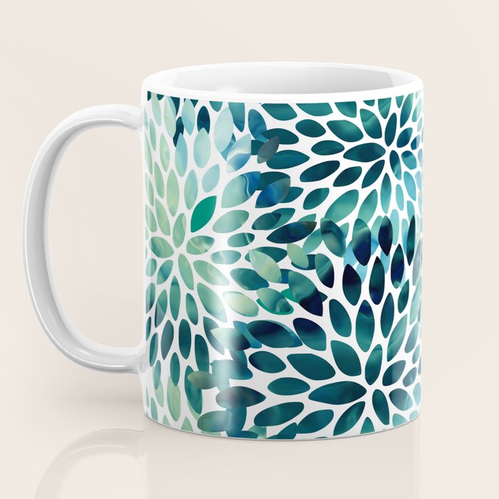 Floral Watercolor, Navy, Blue Teal, Abstract Watercolor Coffee Mug Gallery Image 3