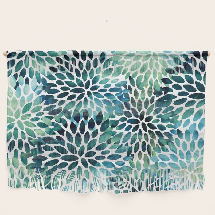 Floral Watercolor, Navy, Blue Teal, Abstract Watercolor Wall Hanging Gallery Image 1