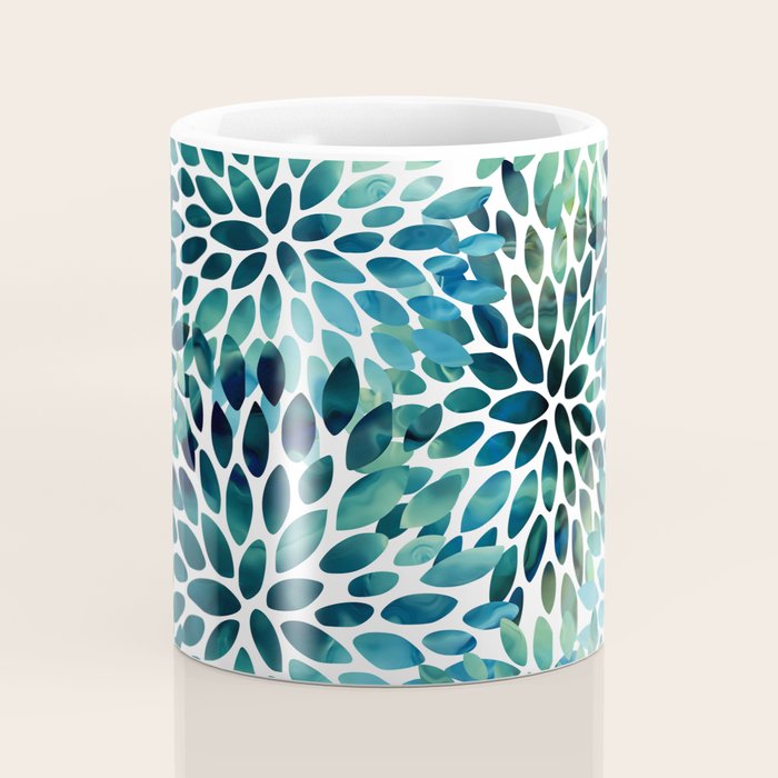 Floral Watercolor, Navy, Blue Teal, Abstract Watercolor Coffee Mug Gallery Image 4