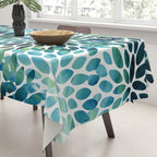 Floral Watercolor, Navy, Blue Teal, Abstract Watercolor Tablecloth Gallery Image 3