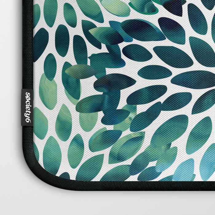 Floral Watercolor, Navy, Blue Teal, Abstract Watercolor Laptop Sleeve Gallery Image 3
